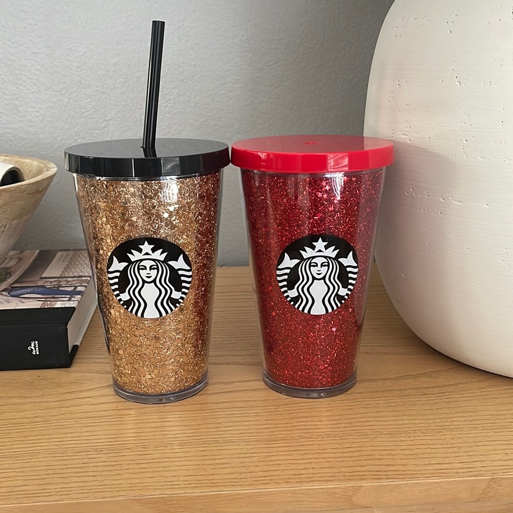Starbucks Glitter tumblers x2